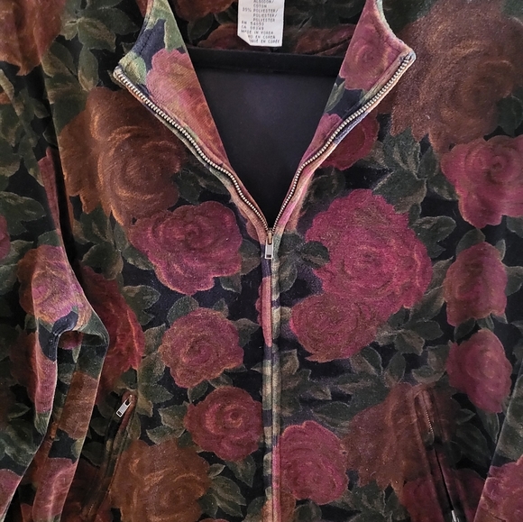 VINTAGE Jones Studio L zip up velours rose blazer - Picture 4 of 4